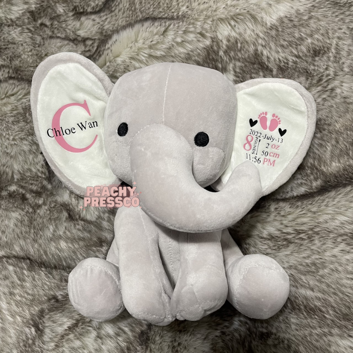 Elephant Birth Stat Keepsake