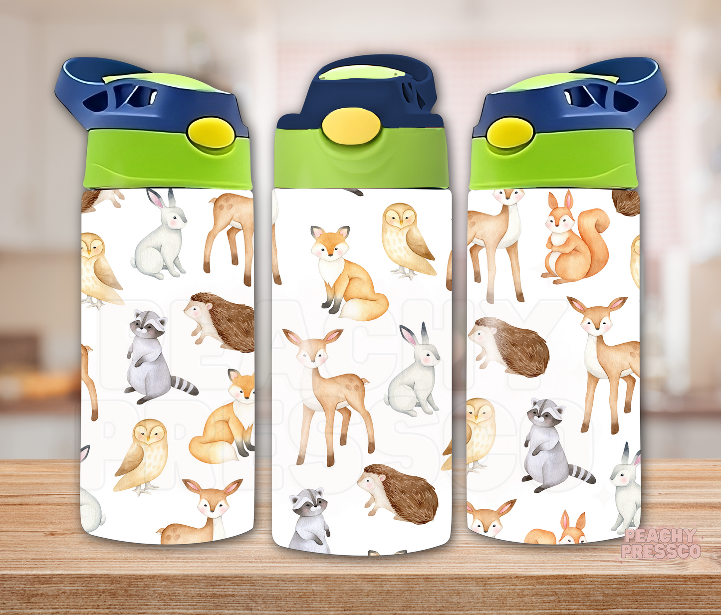 Woodland Animals - Sippy Cup, Water Bottle Stainless Steel Tumbler