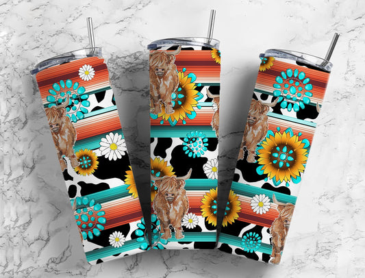 Serape Highland Cow Stainless Steel Tumbler