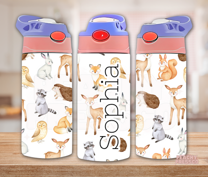 Woodland Animals - Sippy Cup, Water Bottle Stainless Steel Tumbler