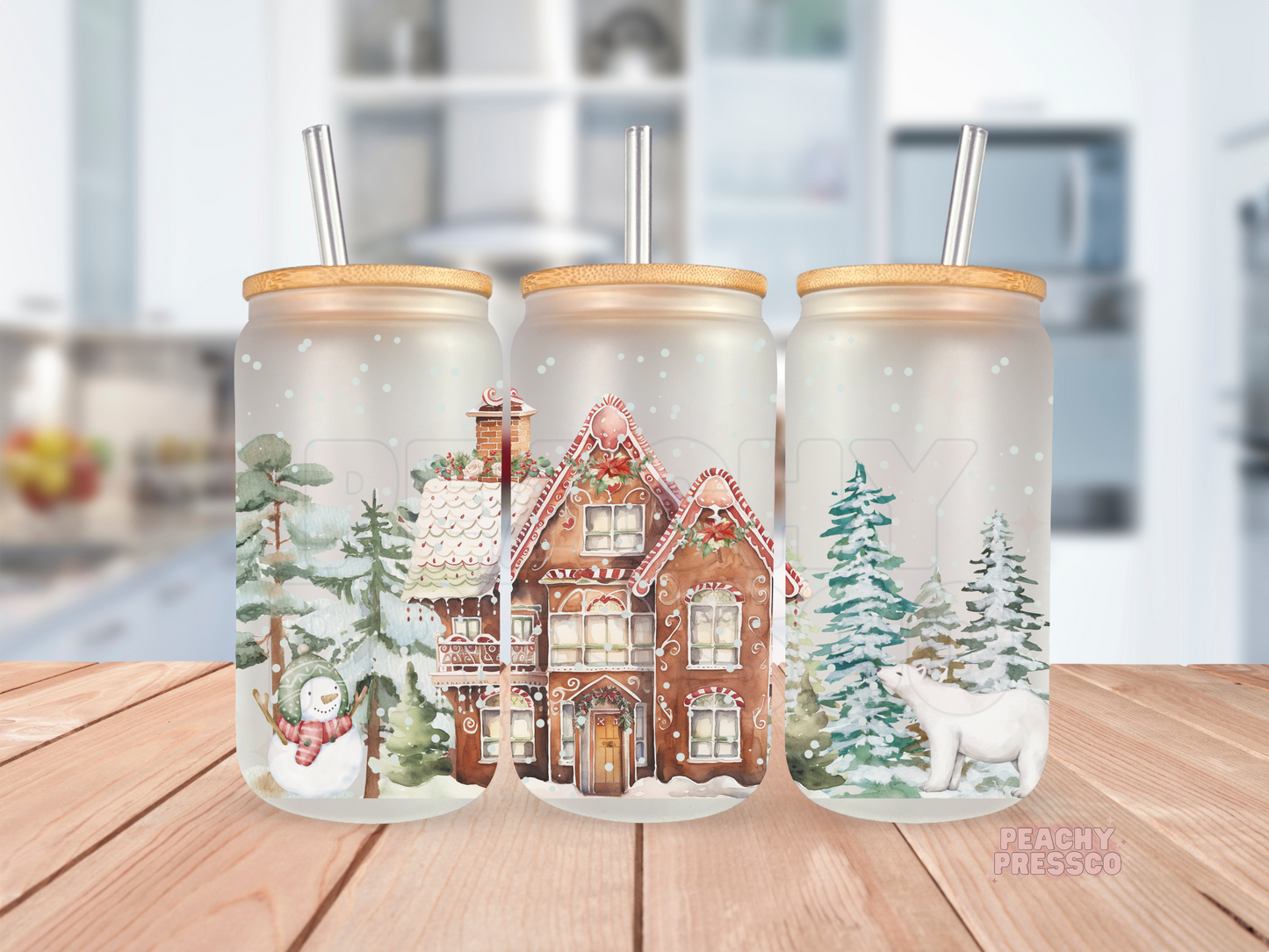 Christmas House Glass Cup