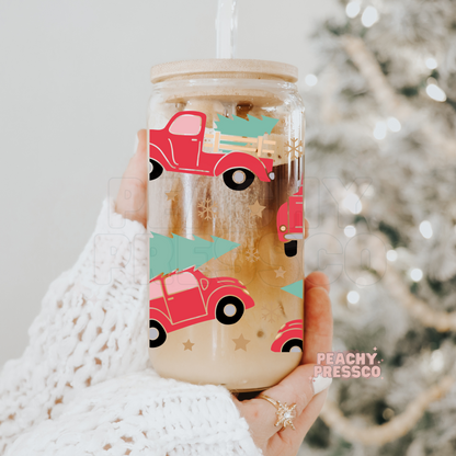 Red Christmas Truck - Glass Cup