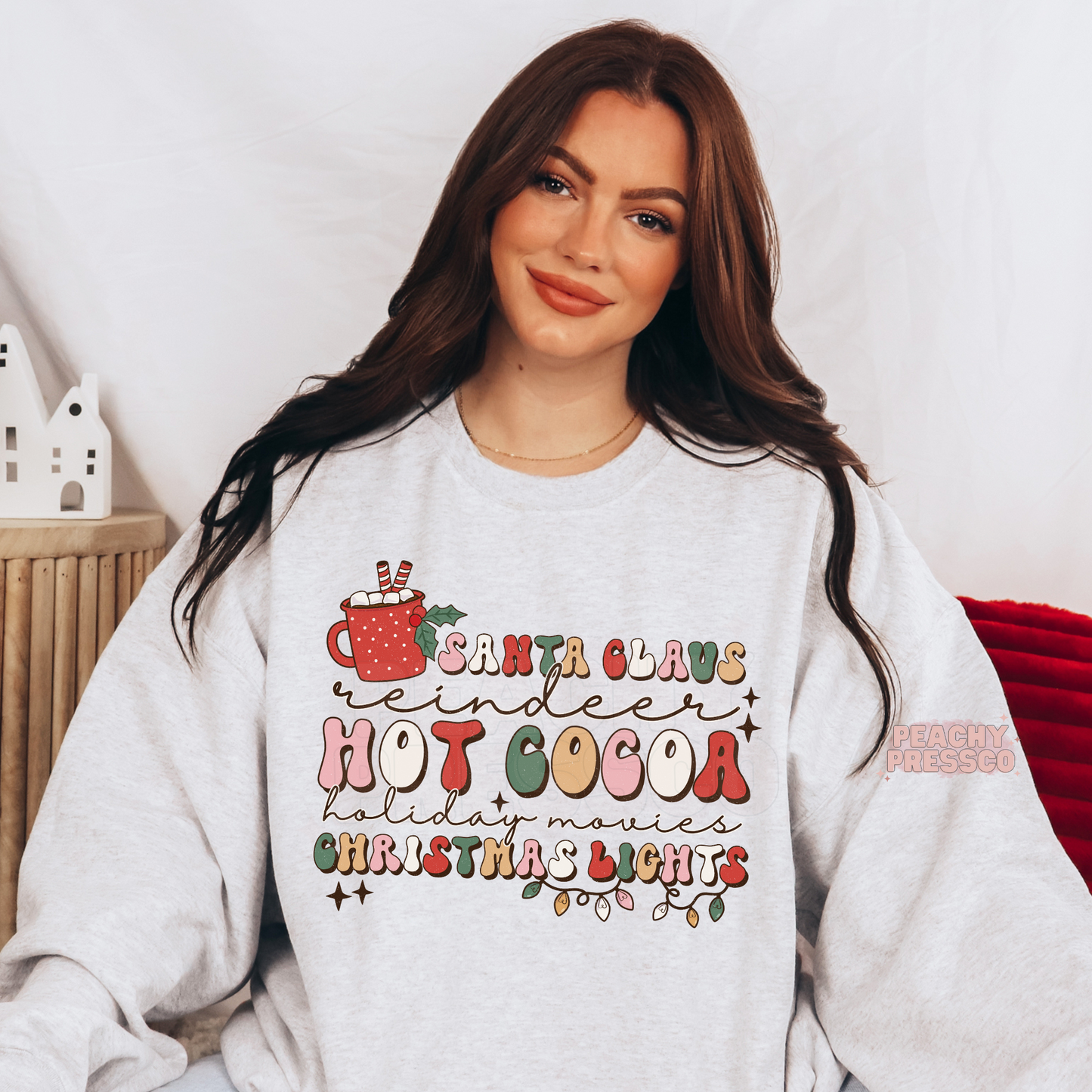 Santa, Reindeer, Cocoa, Movies and Christmas Lights Apparel