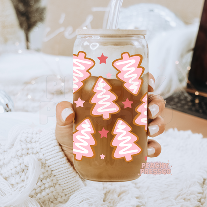 Pink Christmas Trees - Glass Cup