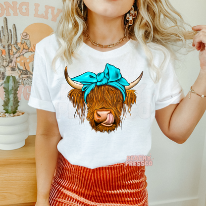 Highland Cow Turquoise Bandana Apparel