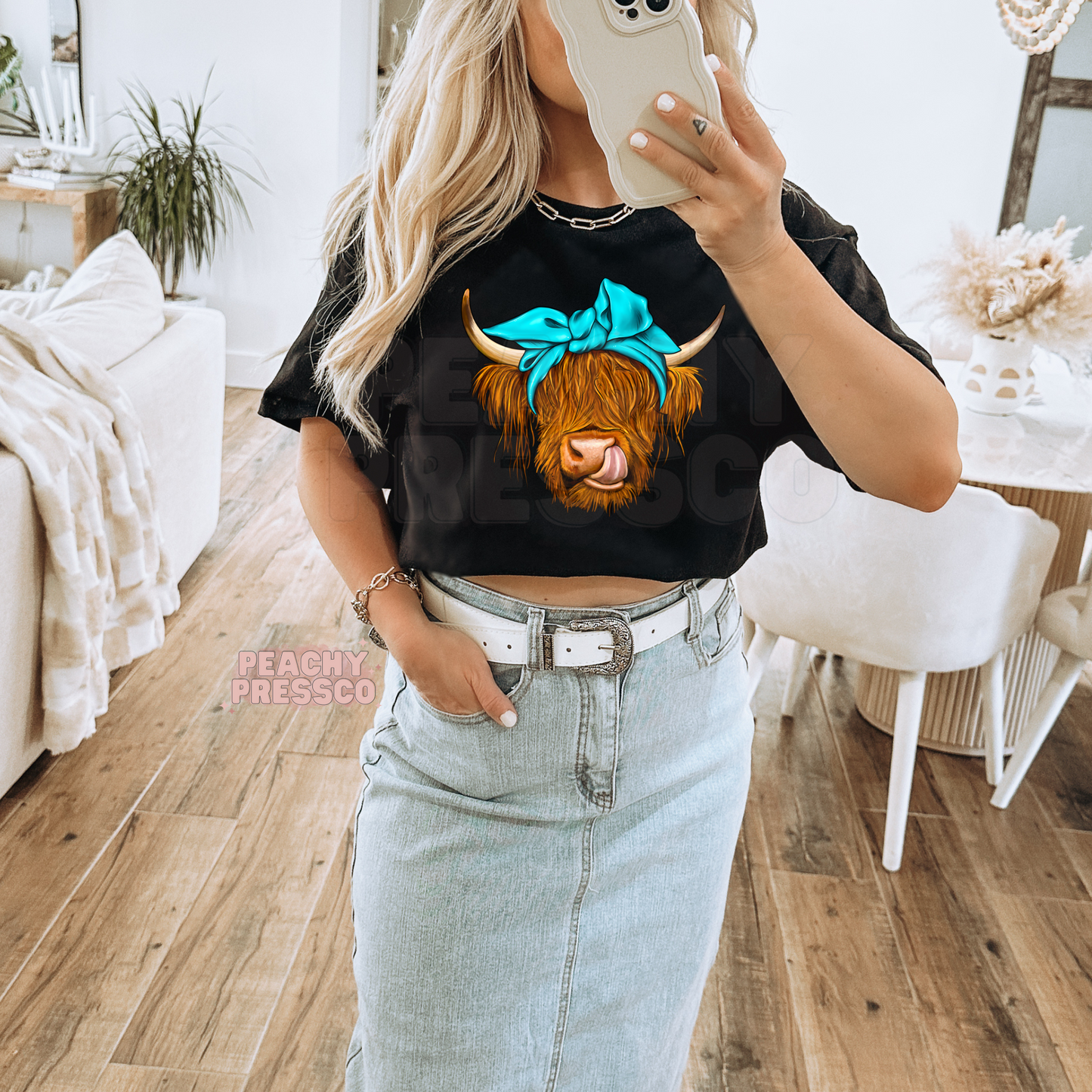 Highland Cow Turquoise Bandana Apparel