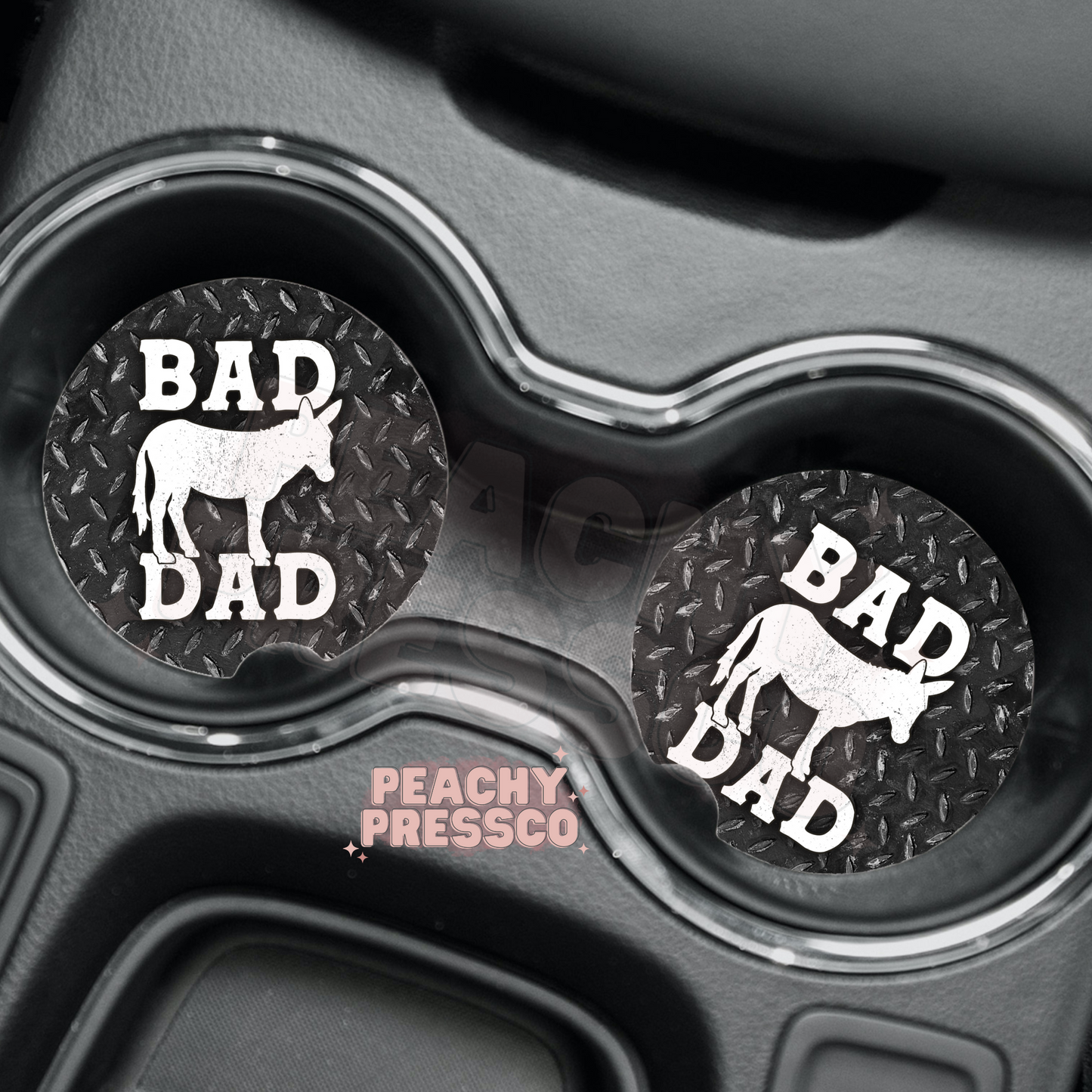 Bad Ass Dad Ceramic Car Coaster - 2pc Set