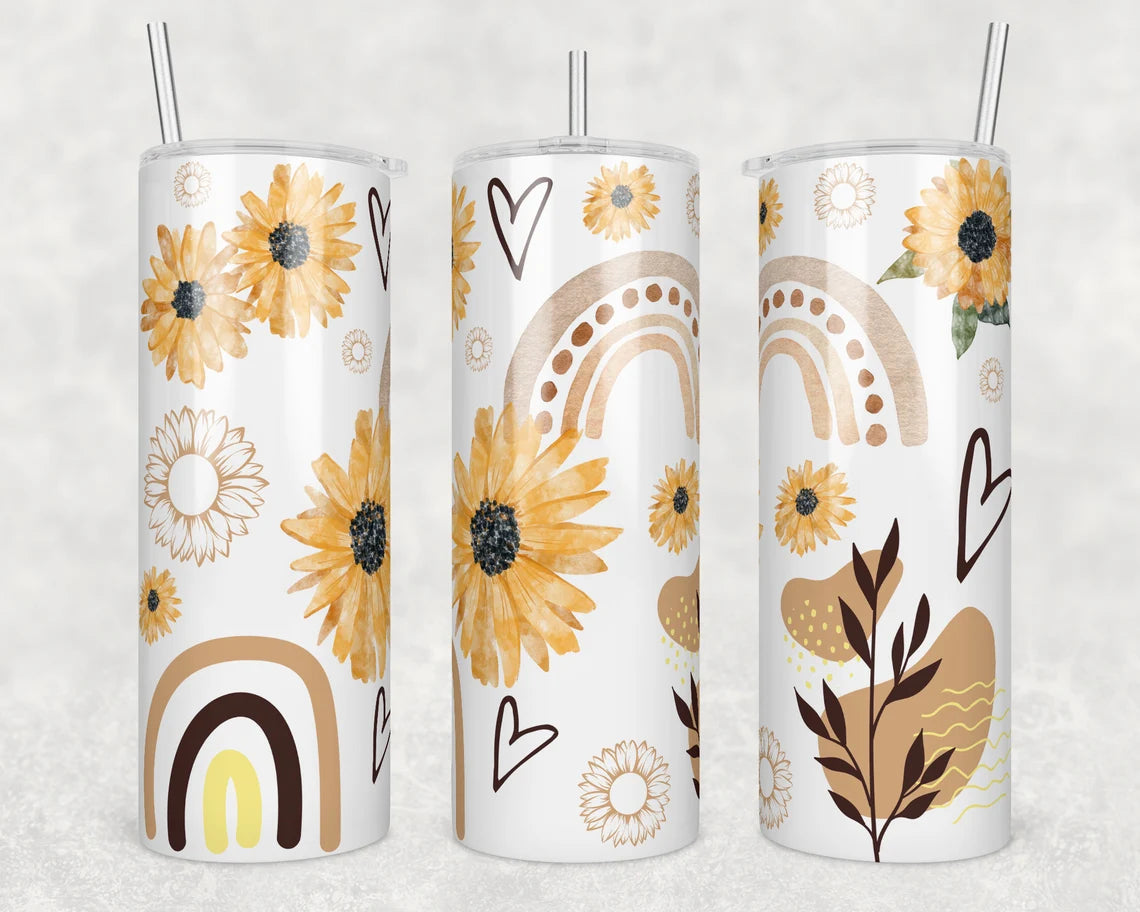 Boho Rainbow, Sunflower Stainless Steel Tumbler