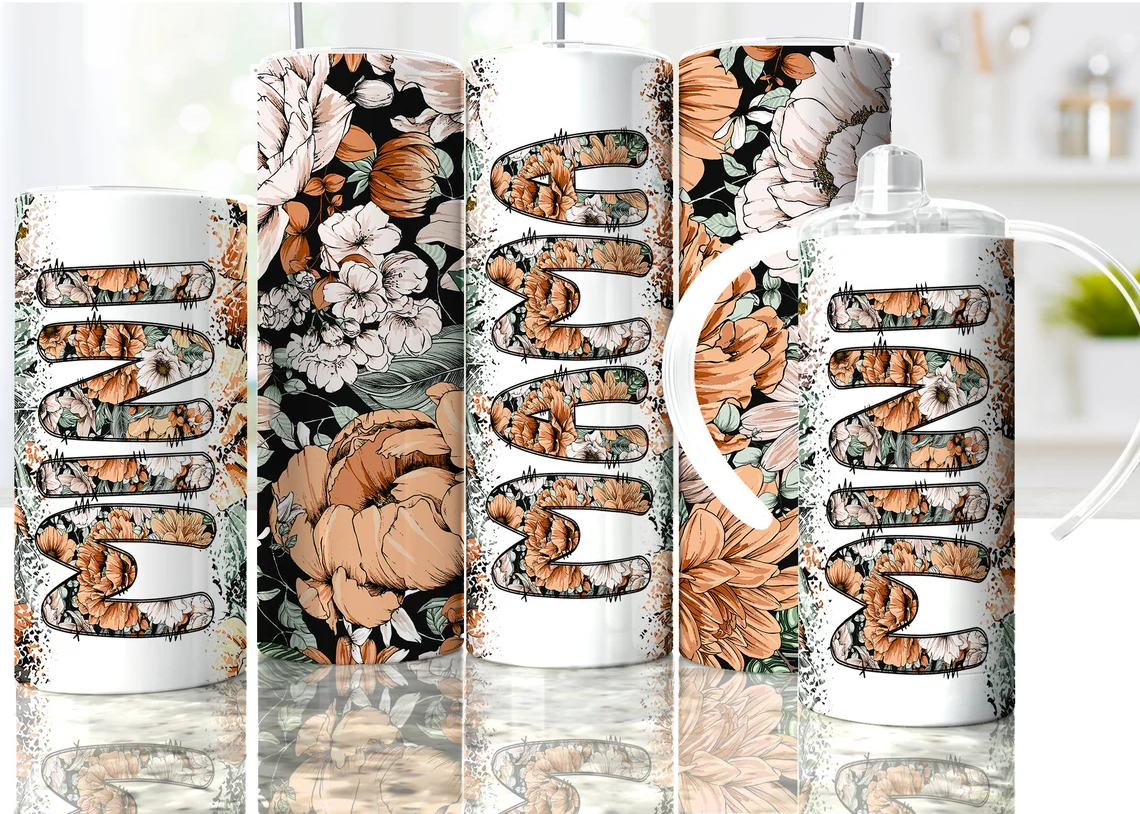 Mama & Mini Coral Floral Stainless Steel Tumbler