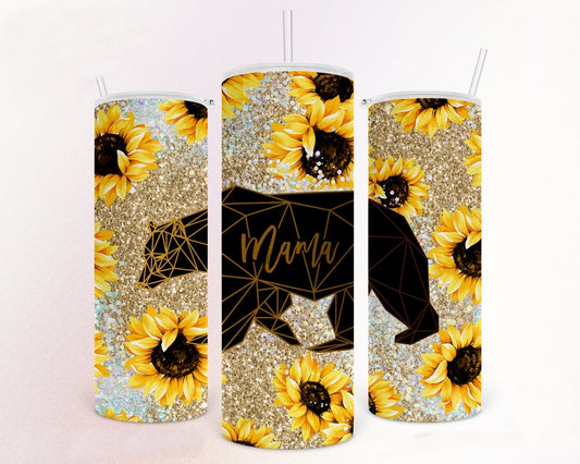 Sunflower Mama Bear Stainless Steel Tumbler