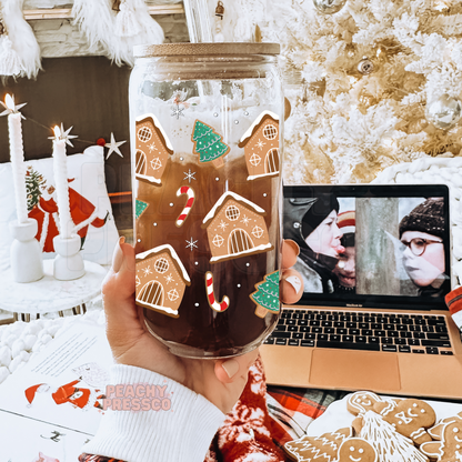 Christmas Gingerbread House - Glass Cup