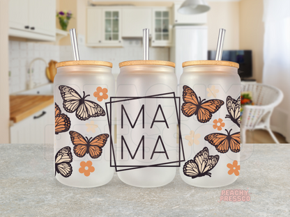 Mama Butterfly Glass Cup