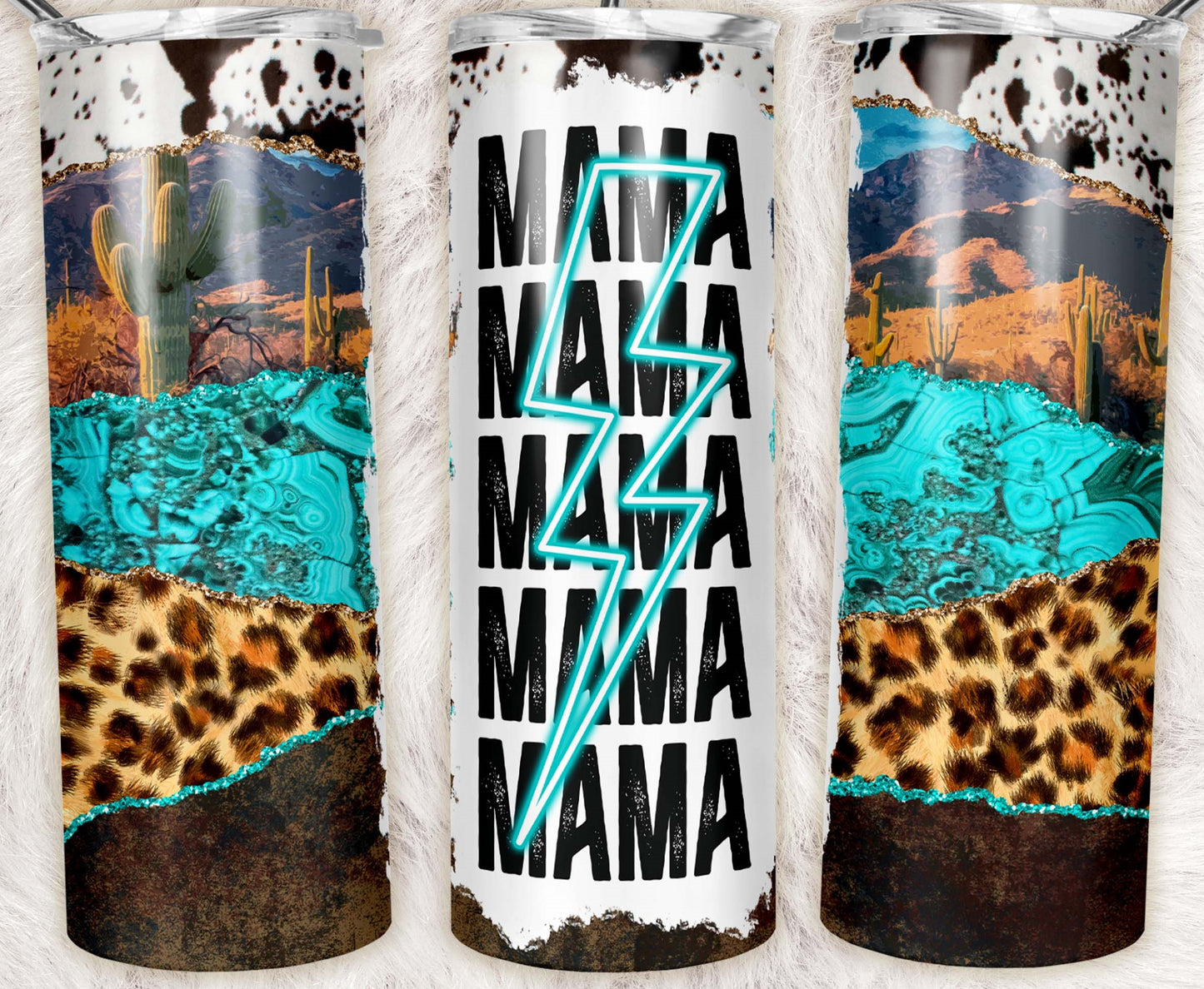 Cow Hide & Leopard Mama, Western Stainless Steel Tumbler