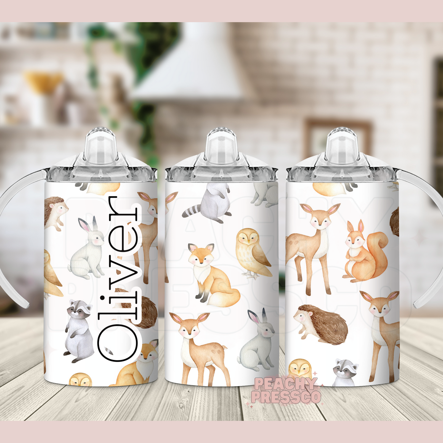 Woodland Animals - Sippy Cup, Water Bottle Stainless Steel Tumbler