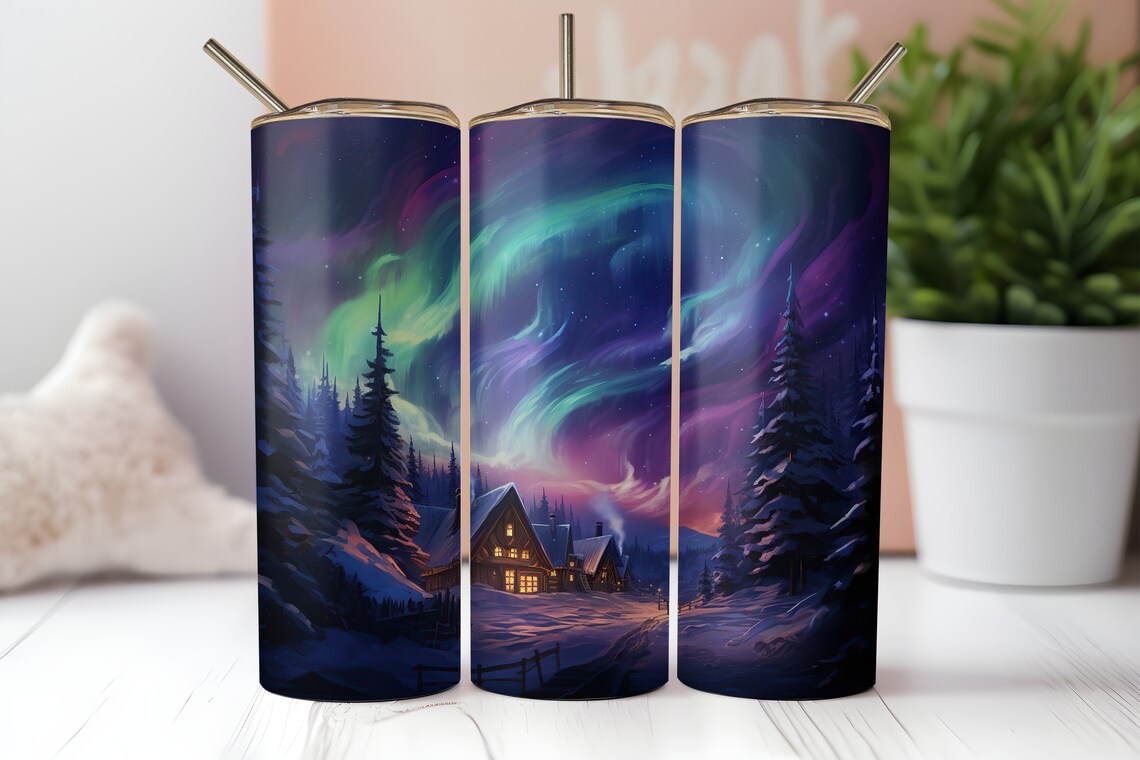 Winter Northern Lights Stainless Steel Tumbler