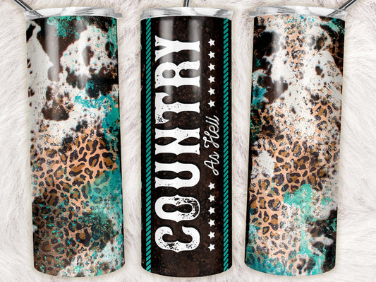 Leopard Country As Hell, Cowhide Stainless Steel Tumbler