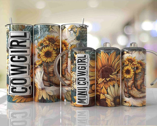 Sunflower Mama & Mini Cowgirl Stainless Steel Tumbler