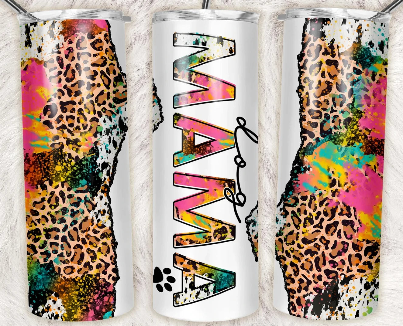 Dog Mama, Tie Dye - Leopard Stainless Steel Tumbler