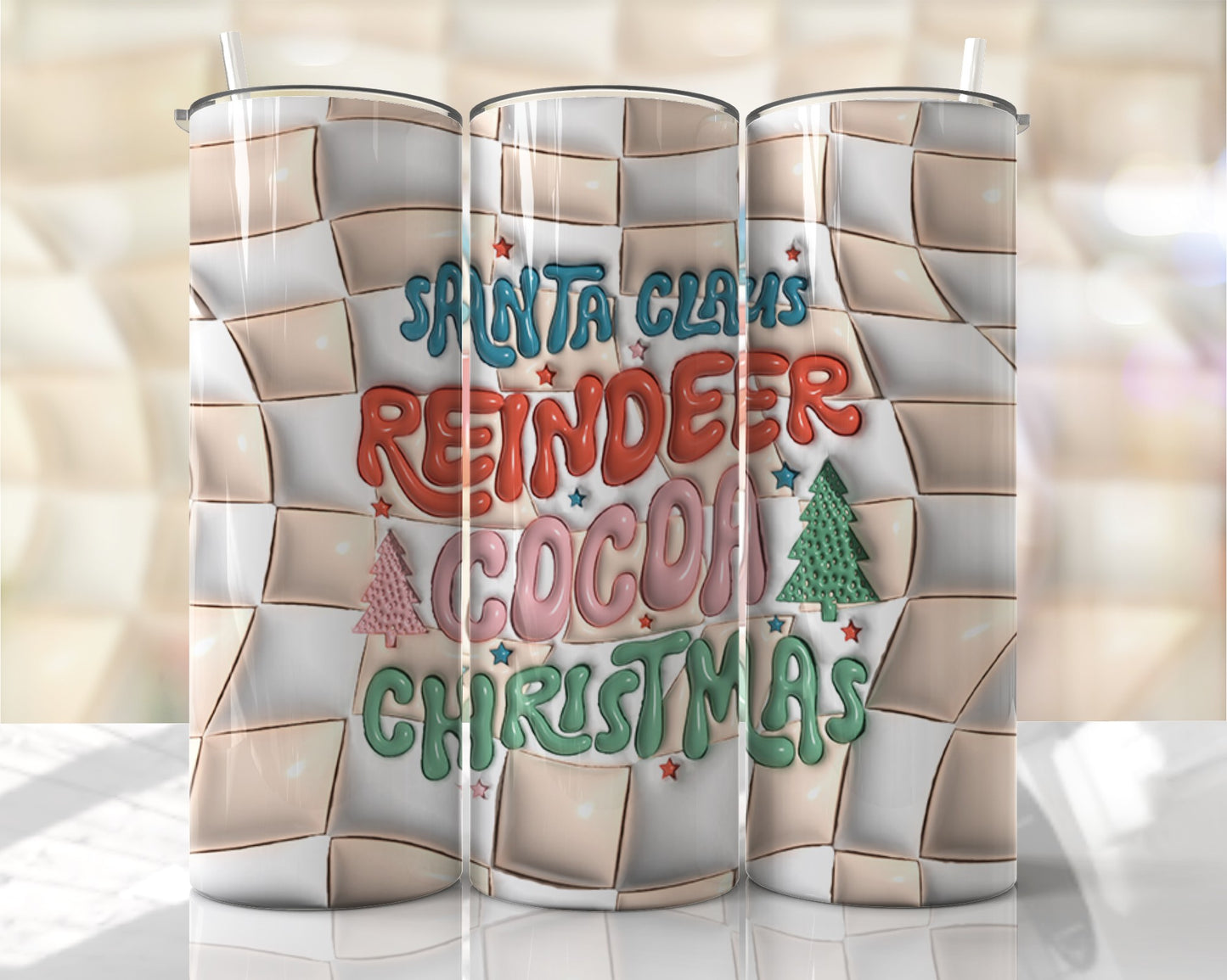 Santa Claus, Reindeer, Cocoa, Christmas Stainless Steel Tumbler