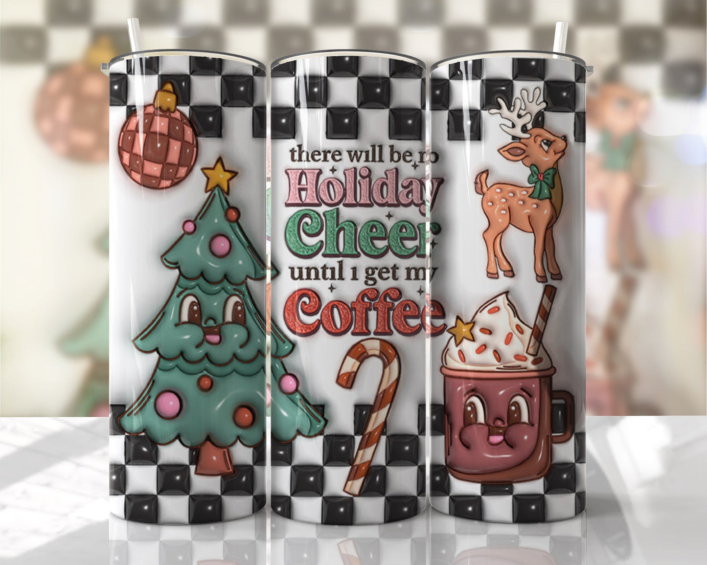 Retro, No Holiday Cheer Until I Get My Coffee Stainless Steel Tumbler