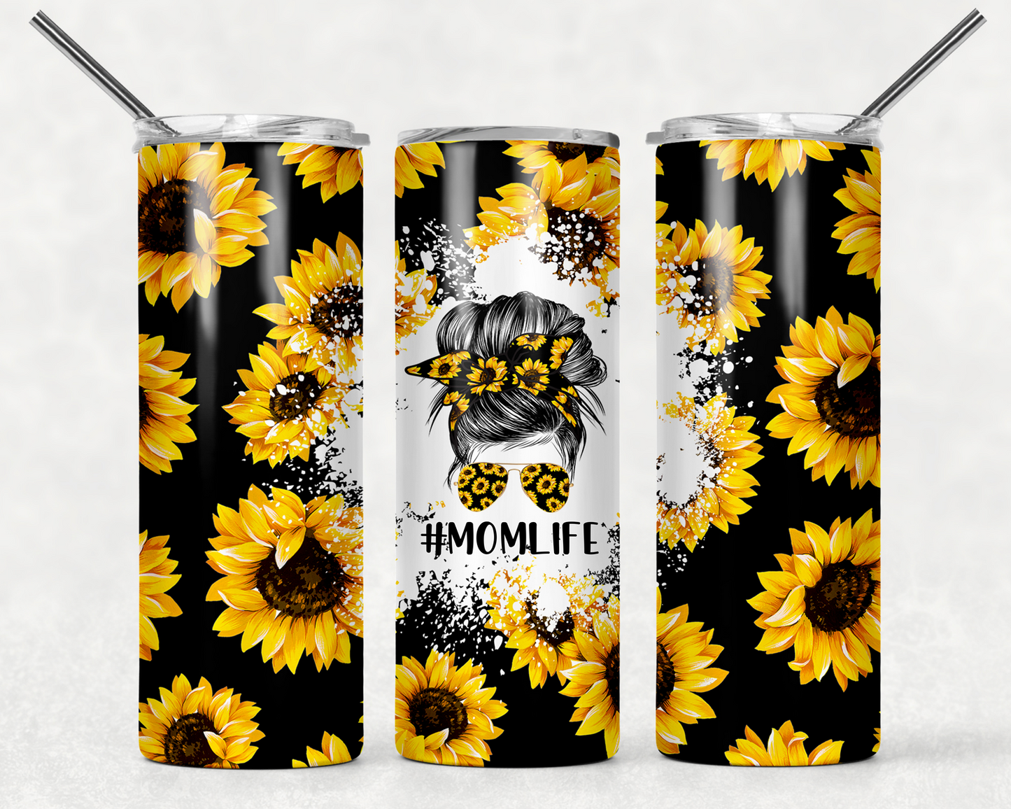 Sunflower Mom Life Stainless Steel Tumbler