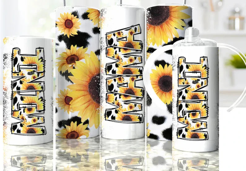 Mama & Mini Cow Print & Sunflower Stainless Steel Tumbler