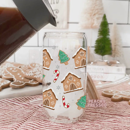 Christmas Gingerbread House - Glass Cup