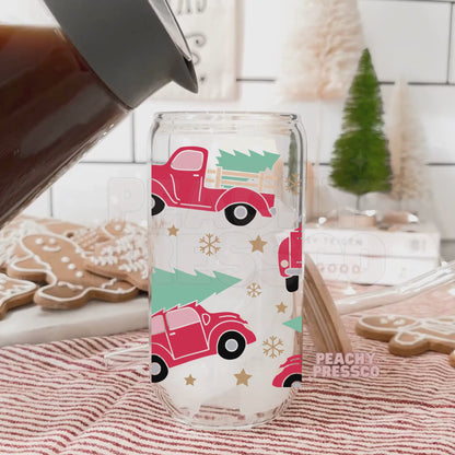 Red Christmas Truck - Glass Cup