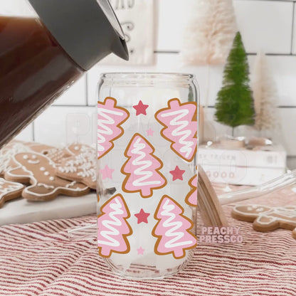 Pink Christmas Trees - Glass Cup