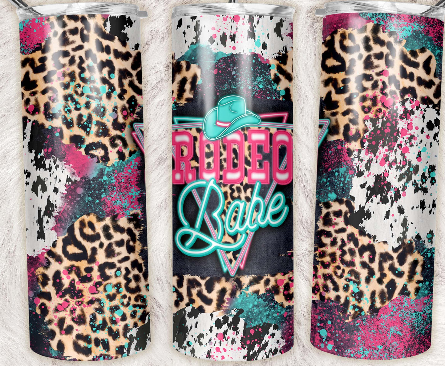 Cow Hide & Leopard - Rodeo Babe Stainless Steel Tumbler