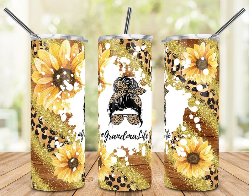 Leopard, Sunflower Grandma Life Stainless Steel Tumbler