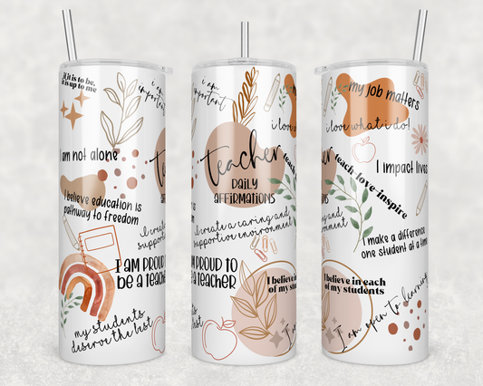 Teacher, Daily Affirmations Stainless Steel Tumbler